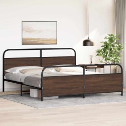 Cadre de lit en métal sans matelas chêne marron 183x213 cm 