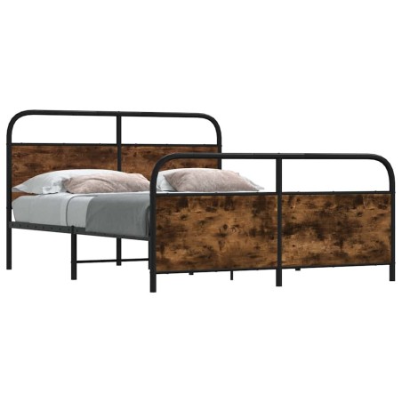 Cadre de lit en métal sans matelas chêne fumé 183x213 cm 
