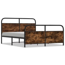 Cadre de lit en métal sans matelas chêne fumé 183x213 cm 