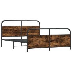 Cadre de lit en métal sans matelas chêne fumé 183x213 cm 