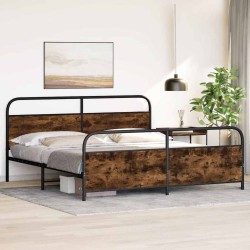 Cadre de lit en métal sans matelas chêne fumé 183x213 cm 