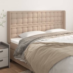 Tête de lit avec oreilles Cappuccino 203x16x118/128 cm 