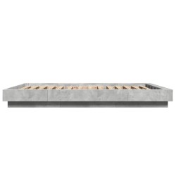 Cadre de lit et lumières LED sans matelas gris béton 120x190cm 