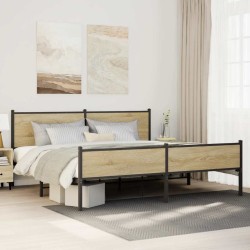 Cadre de lit en métal sans matelas chêne sonoma 200x200 cm 