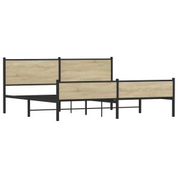 Cadre de lit en métal sans matelas chêne sonoma 200x200 cm 
