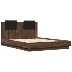 Cadre de lit avec LED sans matelas chêne marron 135x190 cm 