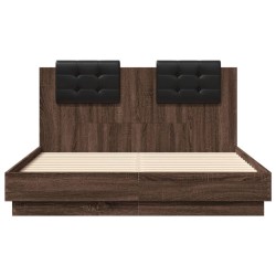 Cadre de lit avec LED sans matelas chêne marron 135x190 cm 