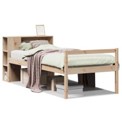 Lit bibliothèque sans matelas 90x190 cm bois de pin massif 