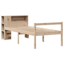 Lit bibliothèque sans matelas 90x190 cm bois de pin massif 