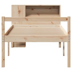 Lit bibliothèque sans matelas 90x190 cm bois de pin massif 