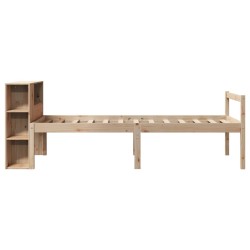 Lit bibliothèque sans matelas 90x190 cm bois de pin massif 