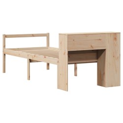 Lit bibliothèque sans matelas 90x190 cm bois de pin massif 