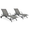 Chaises longues lot de 2 avec table Textilène et acier 