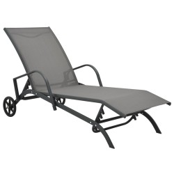Chaises longues lot de 2 avec table Textilène et acier 