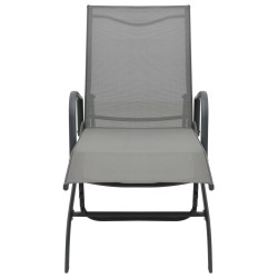 Chaises longues lot de 2 avec table Textilène et acier 