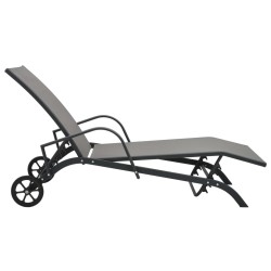 Chaises longues lot de 2 avec table Textilène et acier 