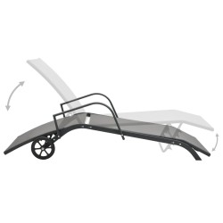 Chaises longues lot de 2 avec table Textilène et acier 