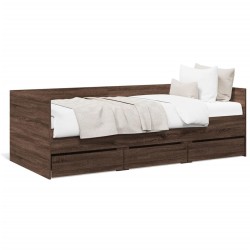 Lit de jour avec tiroirs sans matelas chêne marron 75x190 cm 