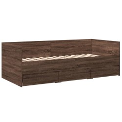 Lit de jour avec tiroirs sans matelas chêne marron 75x190 cm 