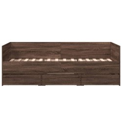 Lit de jour avec tiroirs sans matelas chêne marron 75x190 cm 
