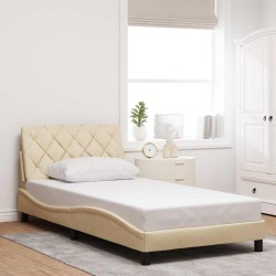 Cadre de lit avec LED sans matelas crème 100x200 cm tissu 