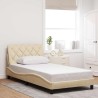 Cadre de lit avec LED sans matelas crème 100x200 cm tissu 
