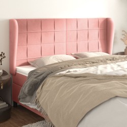 Tête de lit avec oreilles Rose 203x23x118/128 cm Velours 