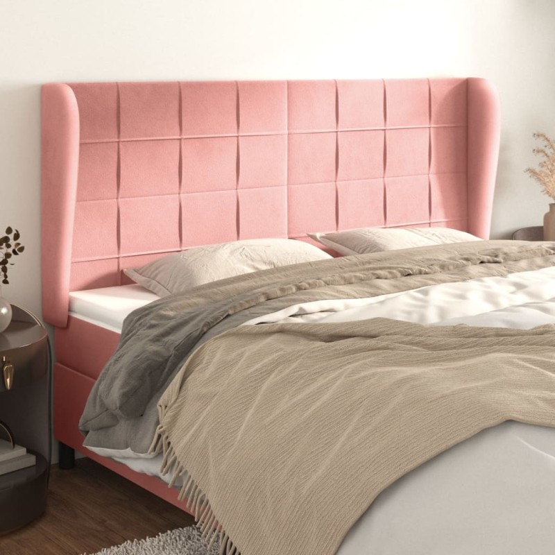 Tête de lit avec oreilles Rose 203x23x118/128 cm Velours 