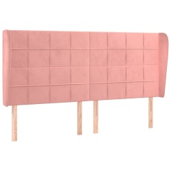 Tête de lit avec oreilles Rose 203x23x118/128 cm Velours 