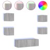 Meuble TV muraux 5 pcs avec lumières LED sonoma gris 
