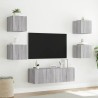 Meuble TV muraux 5 pcs avec lumières LED sonoma gris 