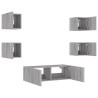 Meuble TV muraux 5 pcs avec lumières LED sonoma gris 