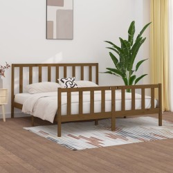 Cadre de lit sans matelas marron miel 200x200 cm bois massif 