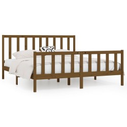 Cadre de lit sans matelas marron miel 200x200 cm bois massif 