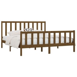 Cadre de lit sans matelas marron miel 200x200 cm bois massif 