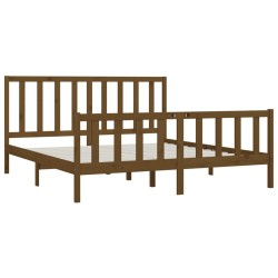 Cadre de lit sans matelas marron miel 200x200 cm bois massif 