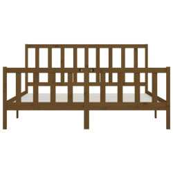 Cadre de lit sans matelas marron miel 200x200 cm bois massif 