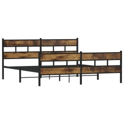 Cadre de lit en métal sans matelas chêne fumé 193x203 cm 