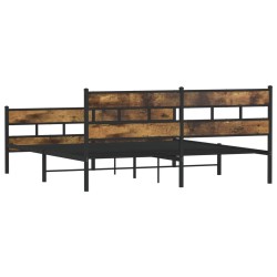 Cadre de lit en métal sans matelas chêne fumé 193x203 cm 
