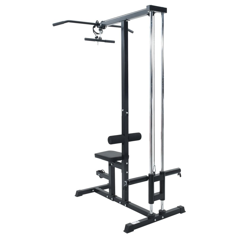 Machine à Tirer Latéral avec Siège Ajustable 80 kg Chargeable en Acier 
