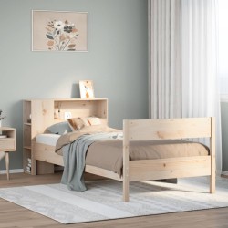 Lit bibliothèque sans matelas 90x190 cm bois de pin massif 