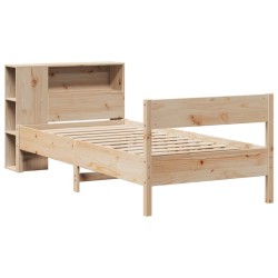 Lit bibliothèque sans matelas 90x190 cm bois de pin massif 