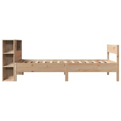 Lit bibliothèque sans matelas 90x190 cm bois de pin massif 