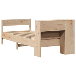 Lit bibliothèque sans matelas 90x190 cm bois de pin massif 