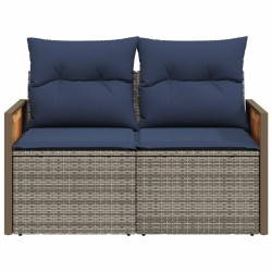 Canapé de jardin avec coussins 2 places en résine tressée grise 