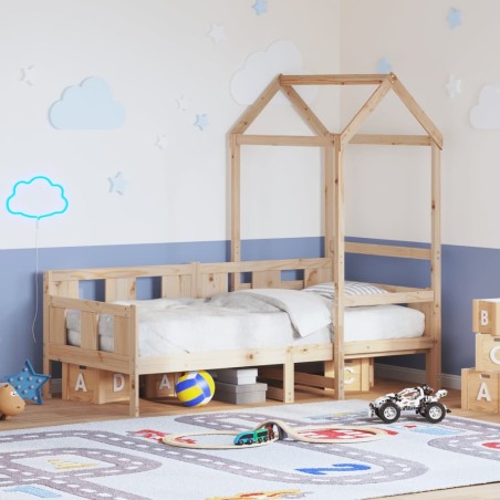 Lit de jour avec toit sans matelas 90x200 cm bois massif 