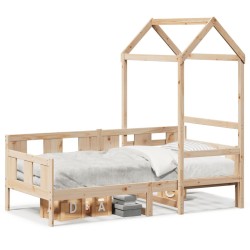 Lit de jour avec toit sans matelas 90x200 cm bois massif 