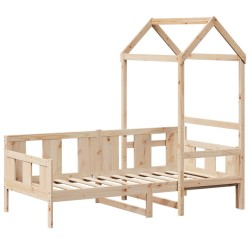Lit de jour avec toit sans matelas 90x200 cm bois massif 