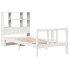 Lit bibliothèque sans matelas blanc 90x200cm bois de pin massif 