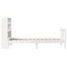 Lit bibliothèque sans matelas blanc 90x200cm bois de pin massif 